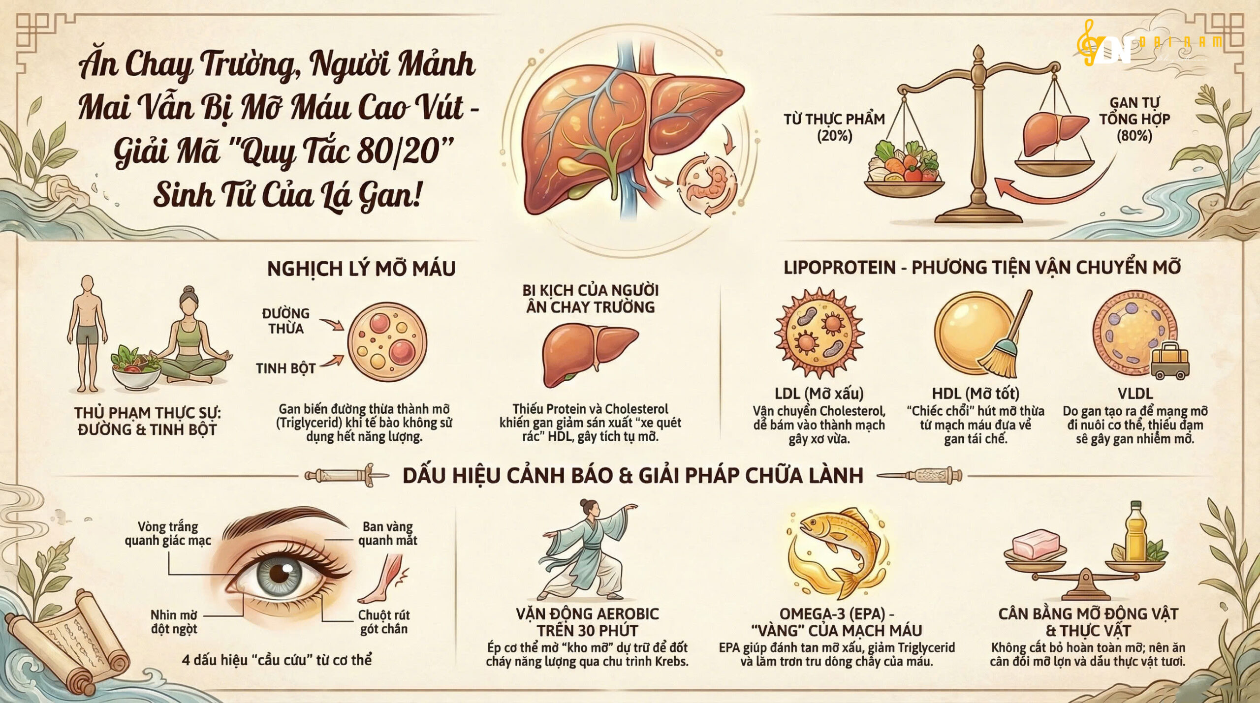 Ăn Chay Trường, Người Mảnh Mai Vẫn Bị Mỡ Máu Cao Vút – Giải Mã “Quy Tắc 80/20” Sinh Tử Của Lá Gan!