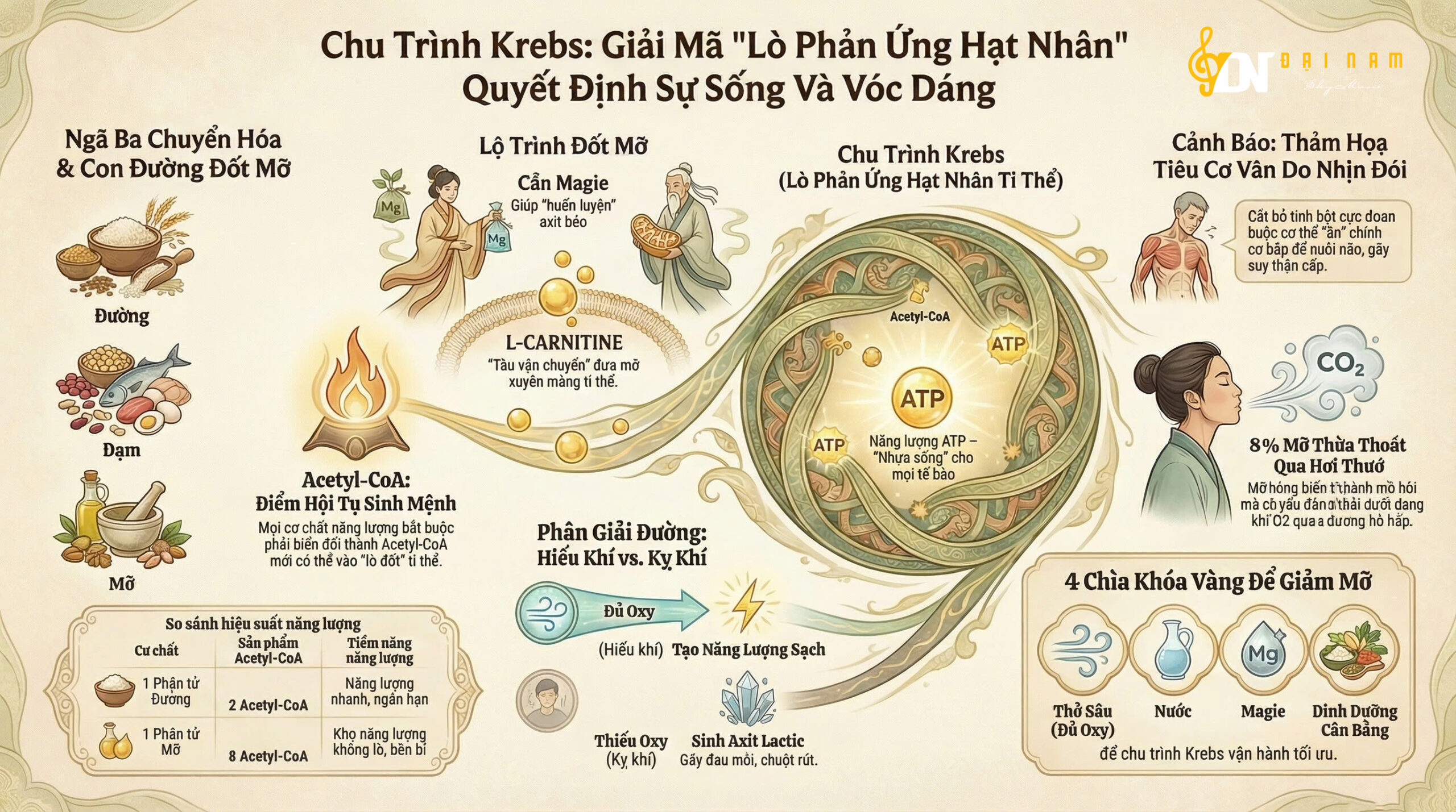 Chu Trình Krebs: Giải Mã “Lò Phản Ứng Hạt Nhân” Quyết Định Sự Sống Và Vóc Dáng