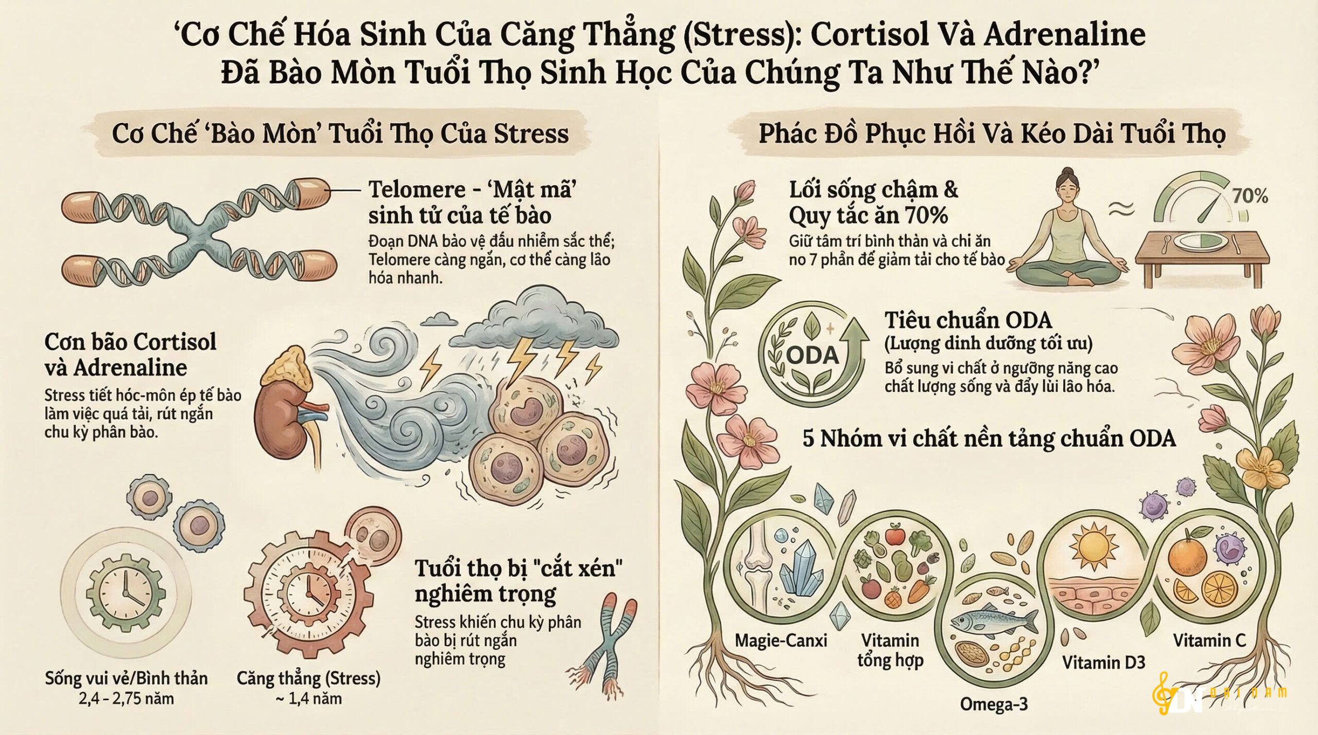 Cơ Chế Hóa Sinh Của Căng Thẳng (Stress): Cortisol Và Adrenaline Đã Bào Mòn Tuổi Thọ Sinh Học Của Chúng Ta Như Thế Nào?
