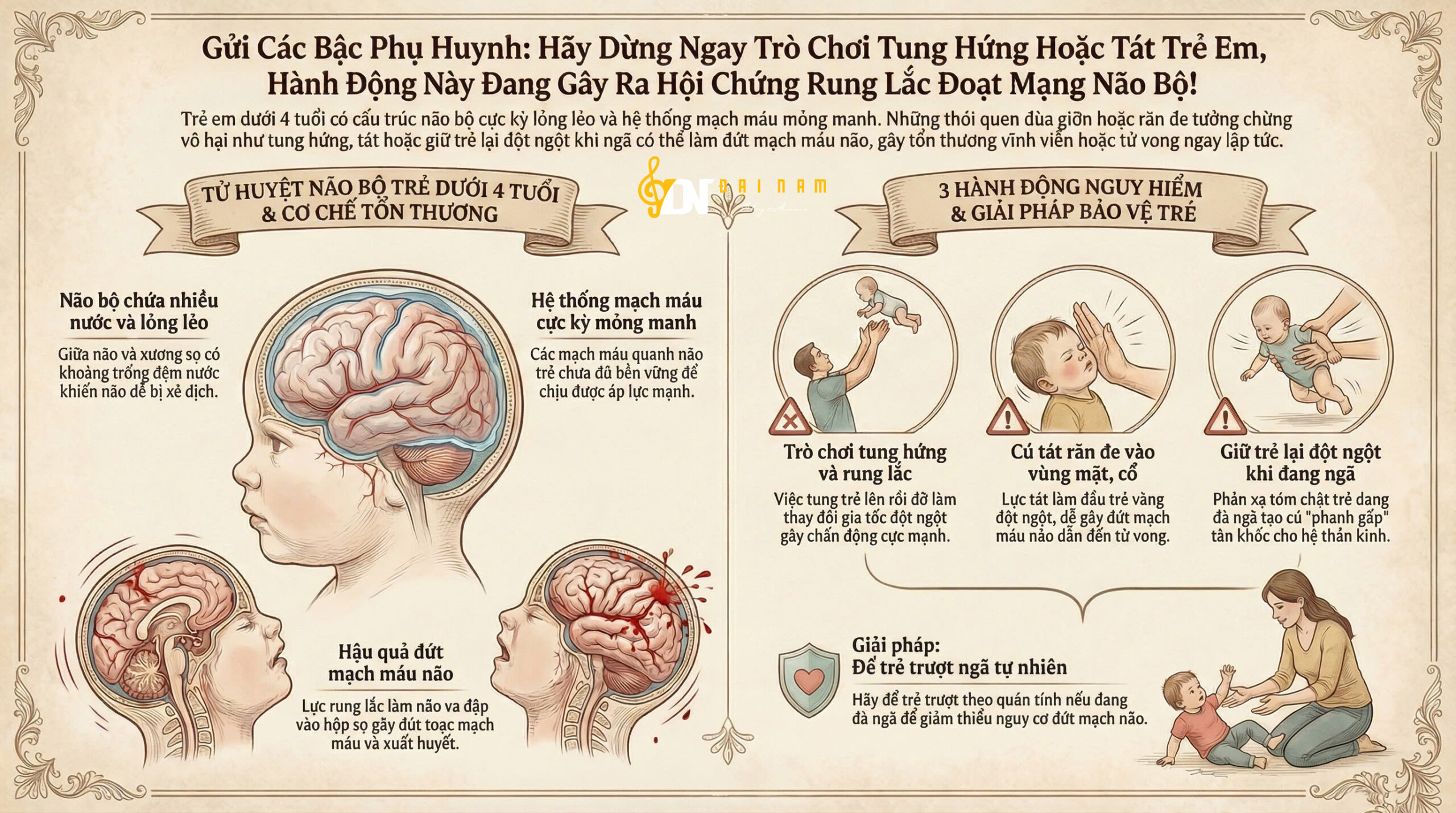 Gửi Các Bậc Phụ Huynh: Hãy Dừng Ngay Trò Chơi Tung Hứng Hoặc Tát Trẻ Em, Hành Động Này Đang Gây Ra Hội Chứng Rung Lắc Đoạt Mạng Não Bộ!