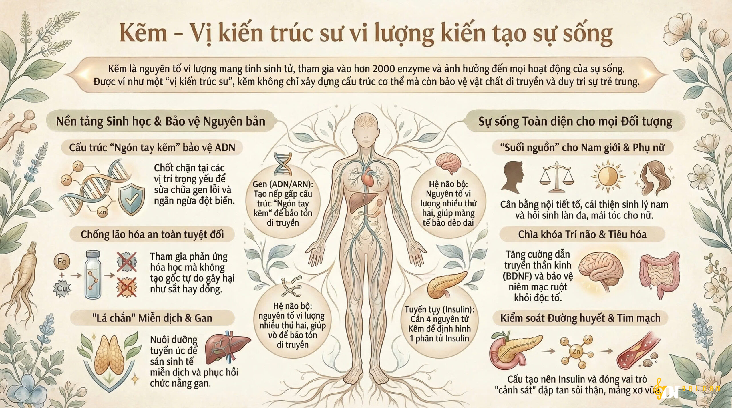 Kẽm – Vị kiến trúc sư vi lượng quan trọng kiến tạo sự sống