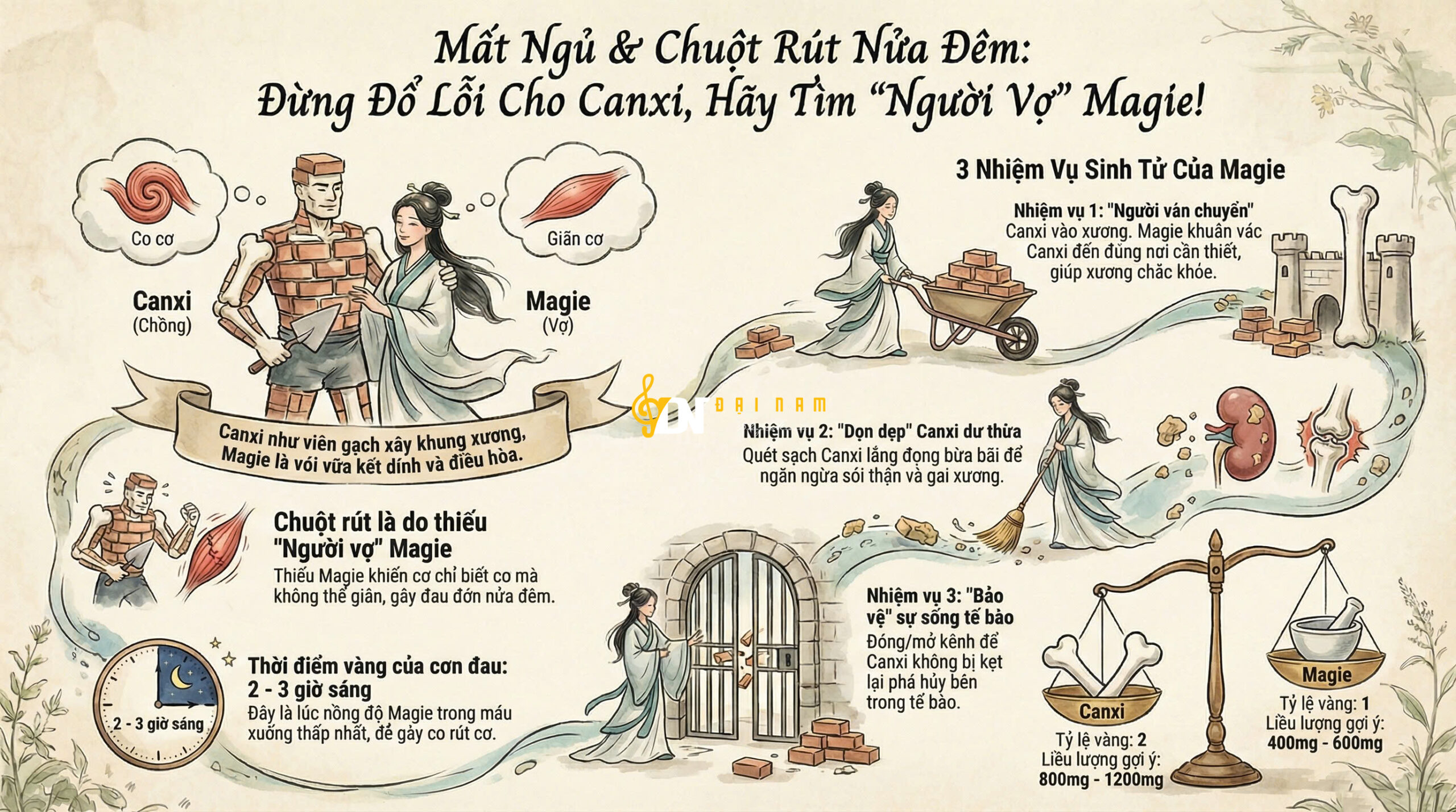 Bạn Bị Mất Ngủ, Chuột Rút Đau Đớn Lúc Nửa Đêm? Đừng Vội Đổ Lỗi Cho Canxi, Hãy Tìm “Người Vợ” Magie!