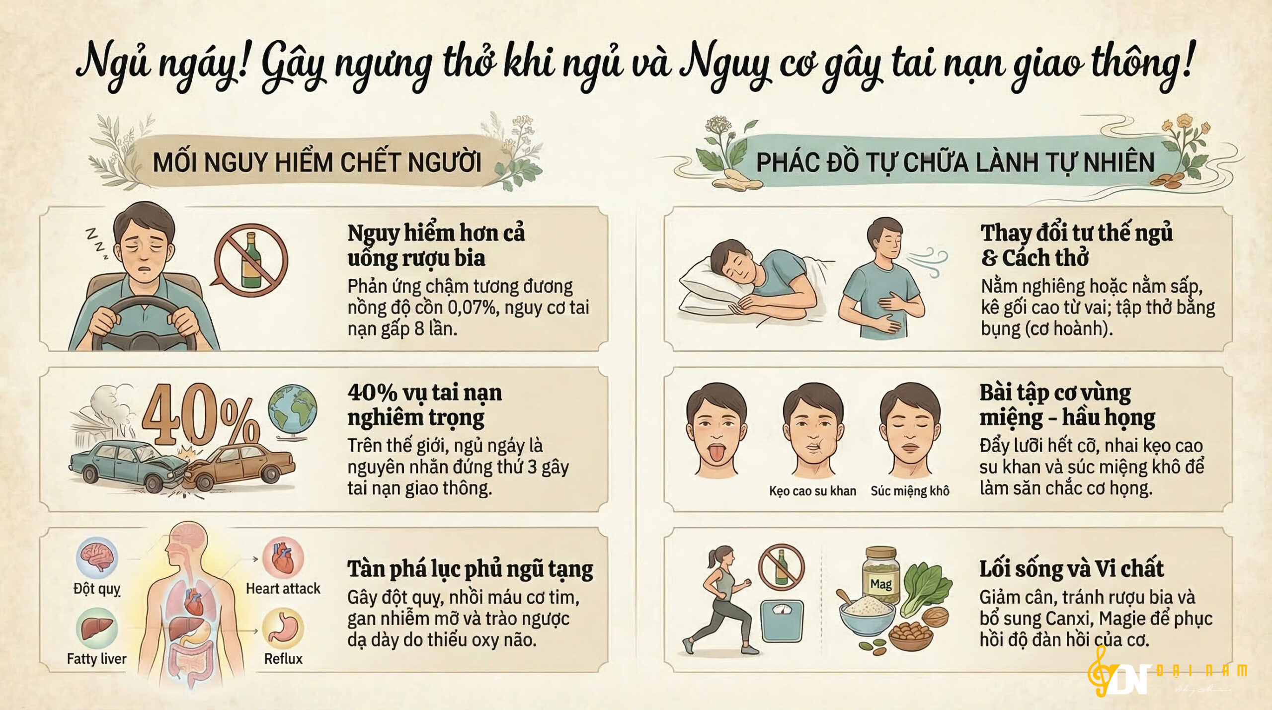 Ngủ ngáy! Gây ngưng thở khi ngủ và Nguy cơ gây tai nạn giao thông!