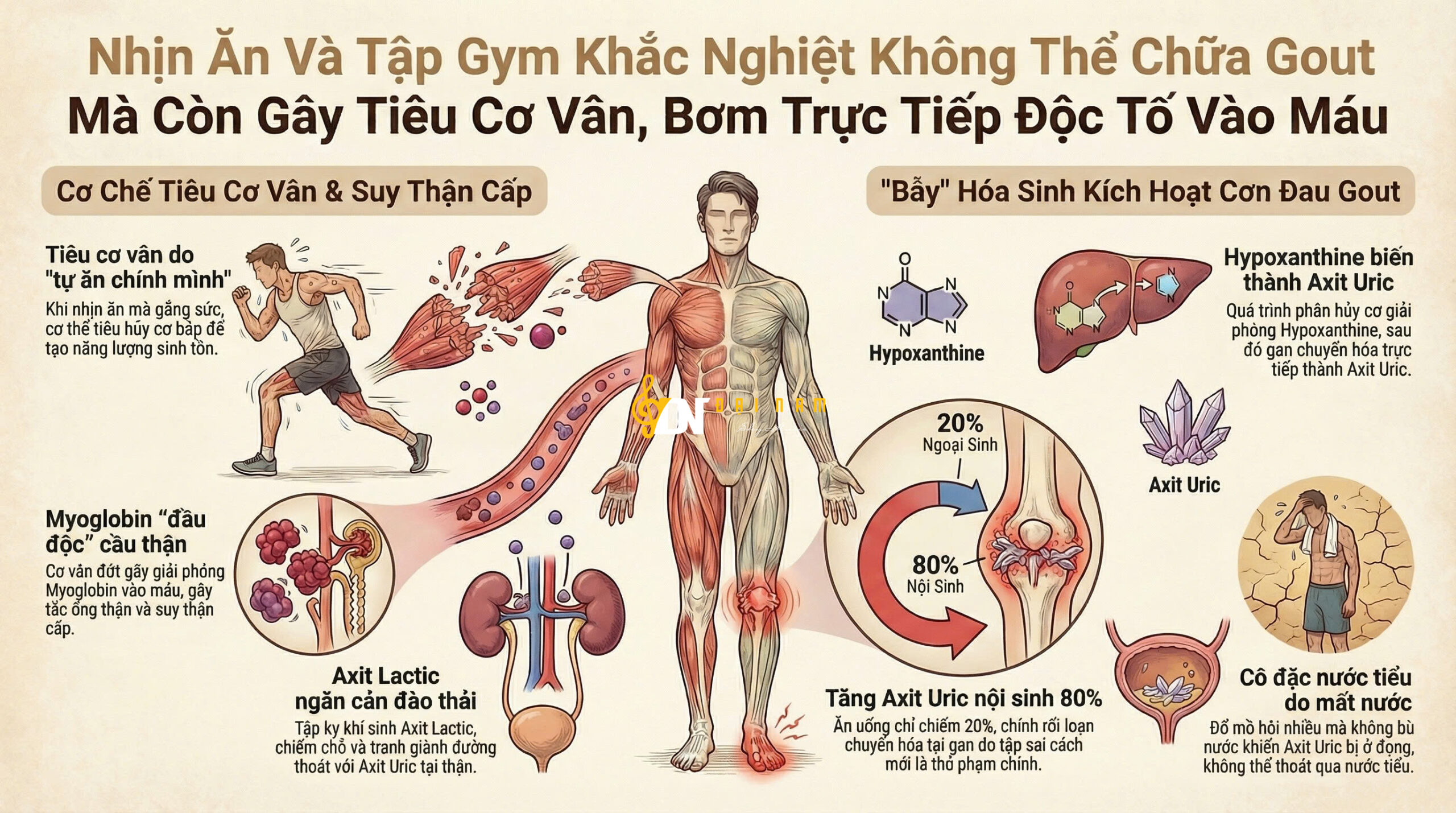 Nhịn Ăn Và Tập Gym Khắc Nghiệt Không Thể Chữa Gout Mà Còn Gây Tiêu Cơ Vân, Bơm Trực Tiếp Độc Tố Vào Máu