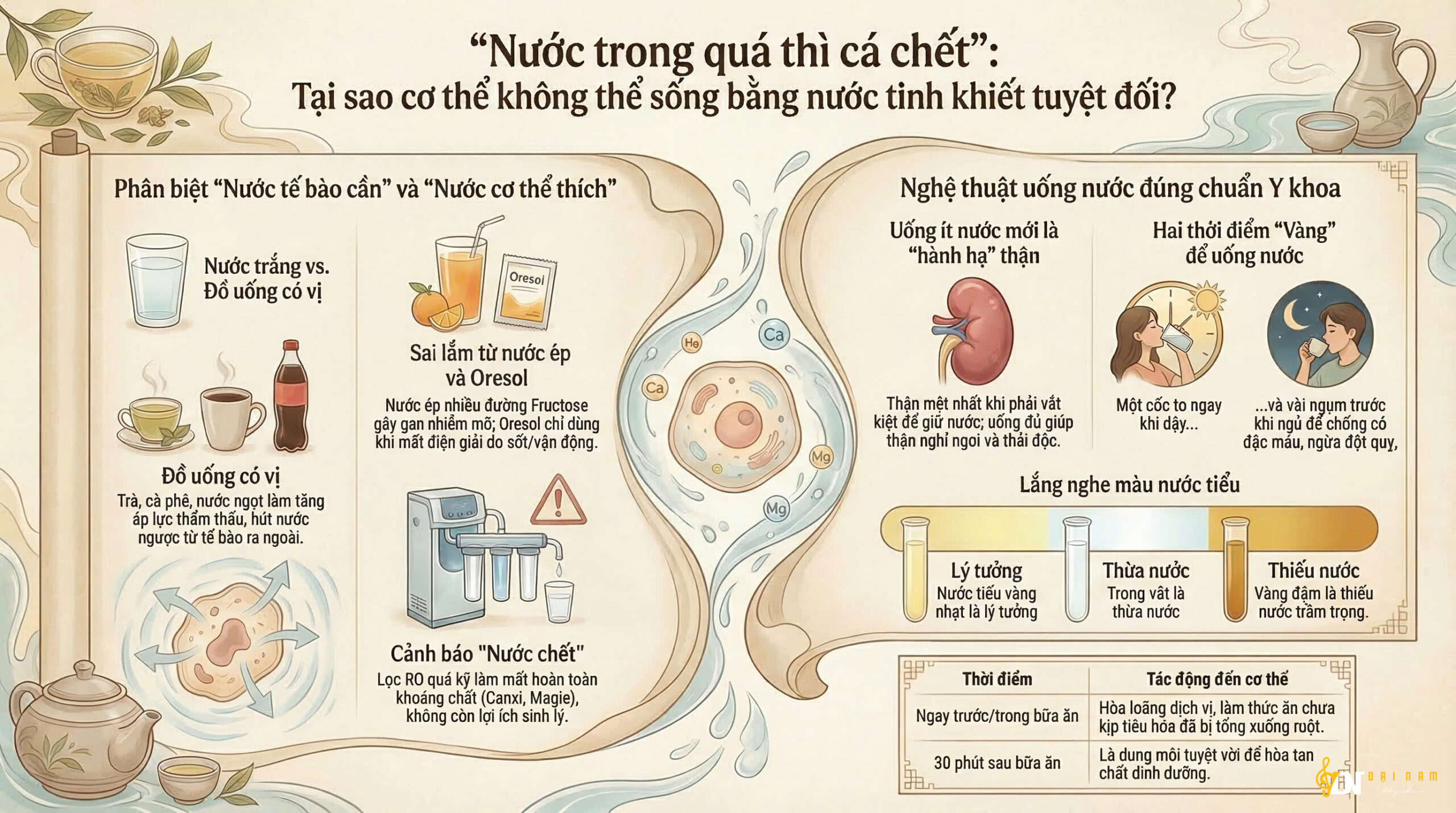 “Nước trong quá thì cá chết”: Tại sao cơ thể không thể sống bằng nước tinh khiết tuyệt đối?