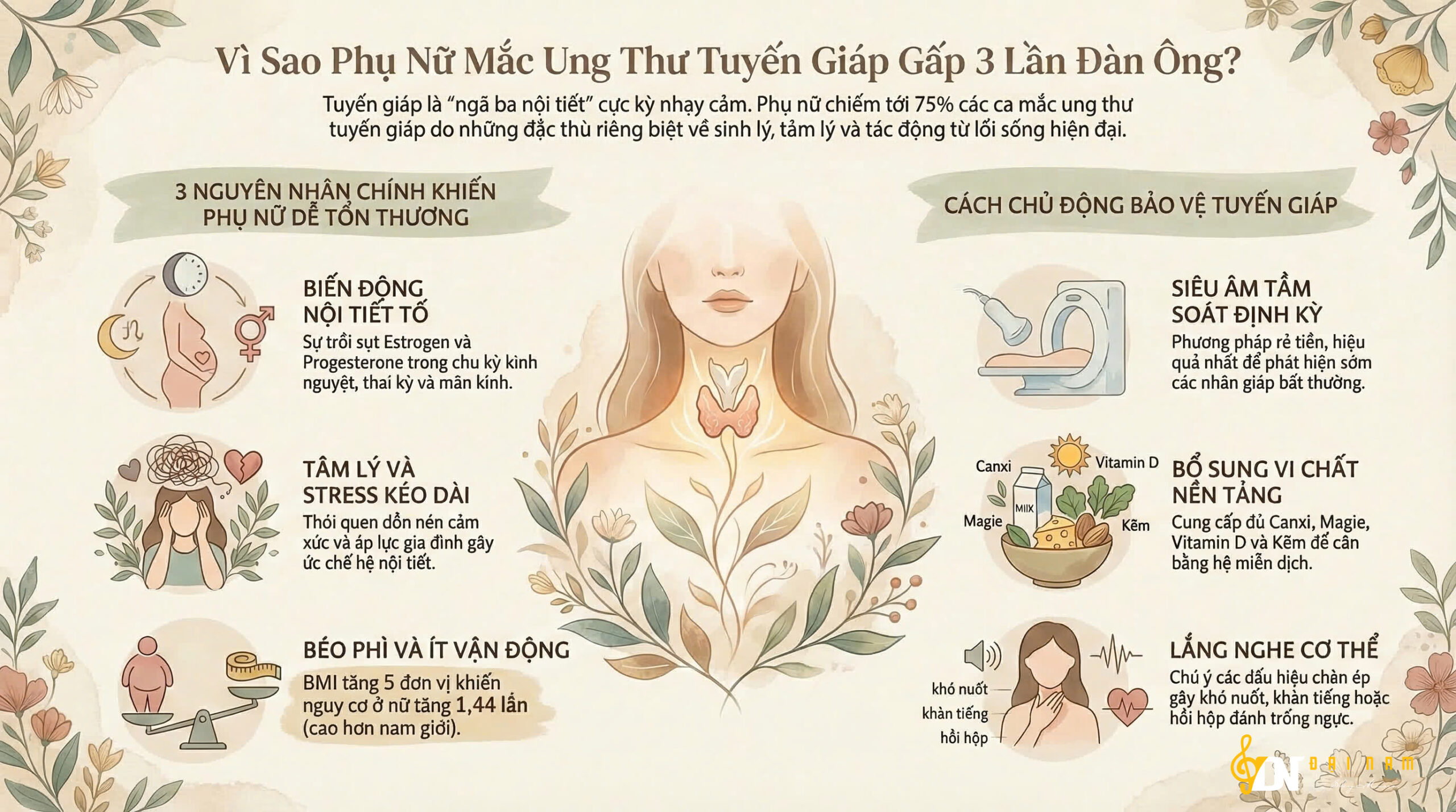 Vì Sao Phụ Nữ Mắc Ung Thư Tuyến Giáp Gấp 3 Lần Đàn Ông