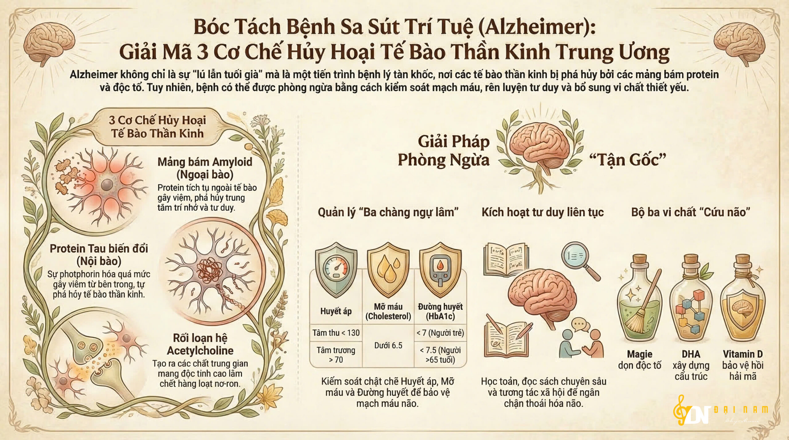 Bóc Tách Bệnh Sa Sút Trí Tuệ (Alzheimer): Giải Mã 3 Cơ Chế Hủy Hoại Tế Bào Thần Kinh Trung Ương