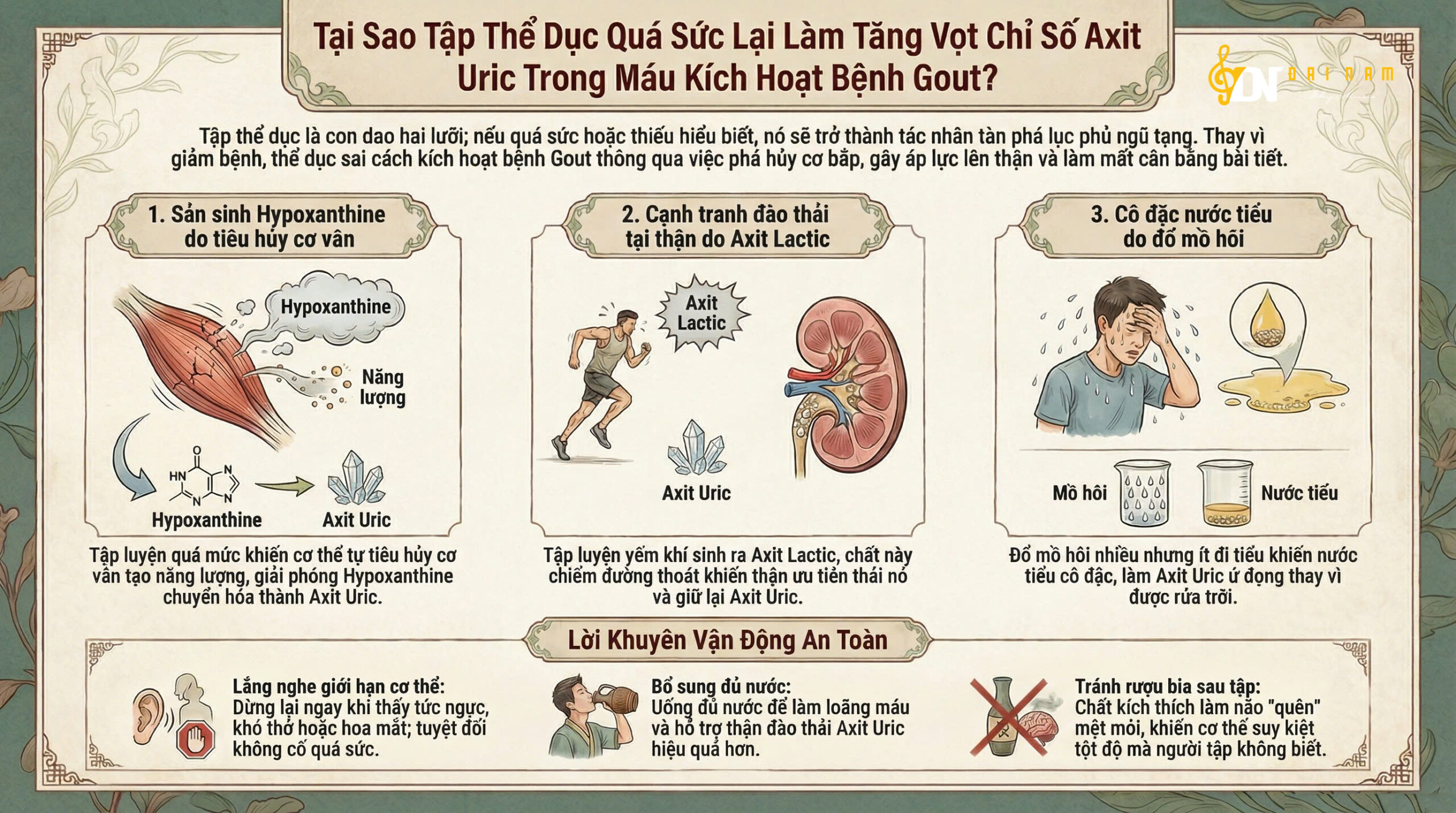 Tại Sao Tập Thể Dục Quá Sức Lại Làm Tăng Vọt Chỉ Số Axit Uric Trong Máu Kích Hoạt Bệnh Gout?