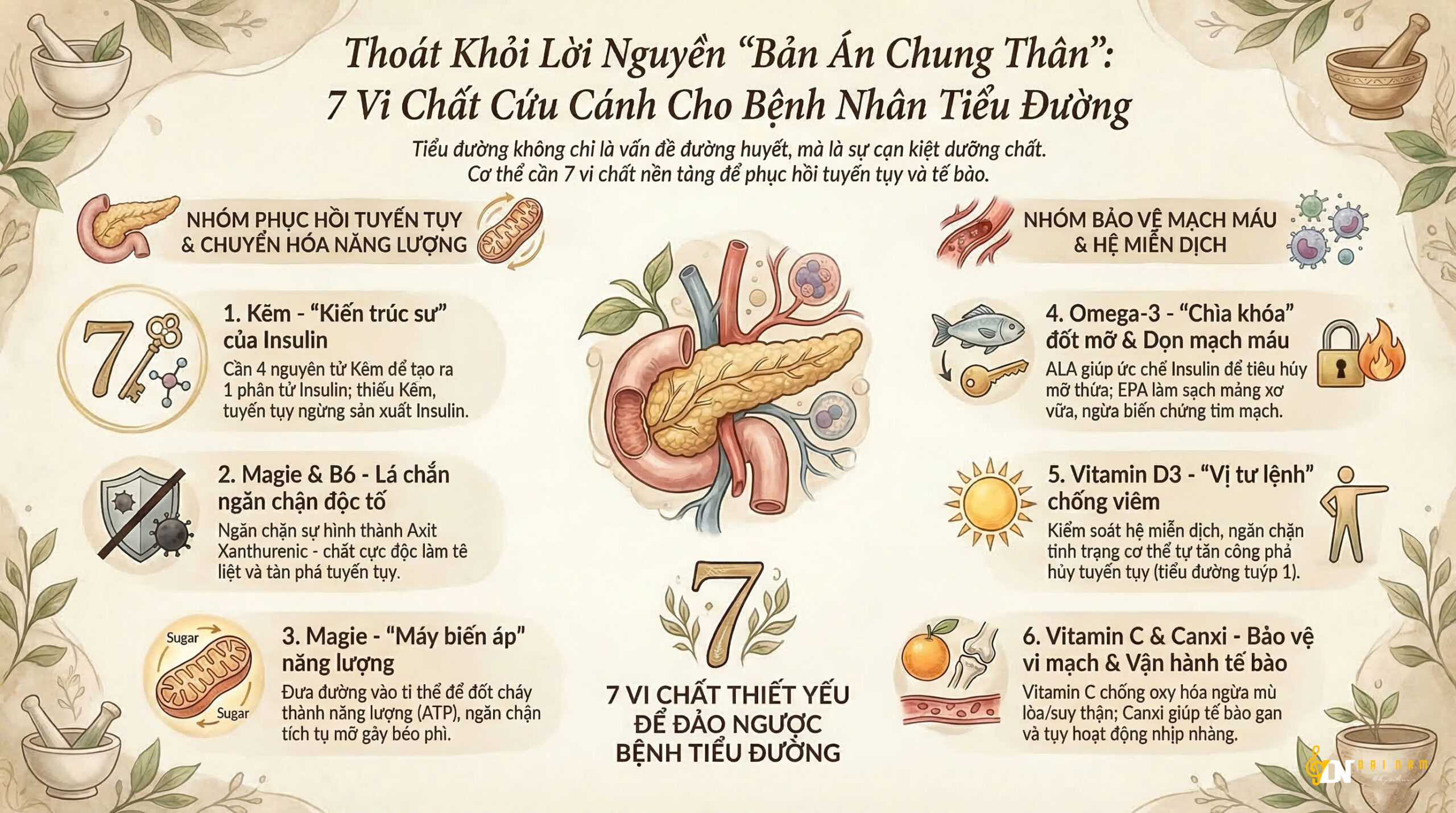 Thoát Khỏi Lời Nguyền “Bản Án Chung Thân”: 7 Vi Chất Cứu Cánh Cho Bệnh Nhân Tiểu Đường
