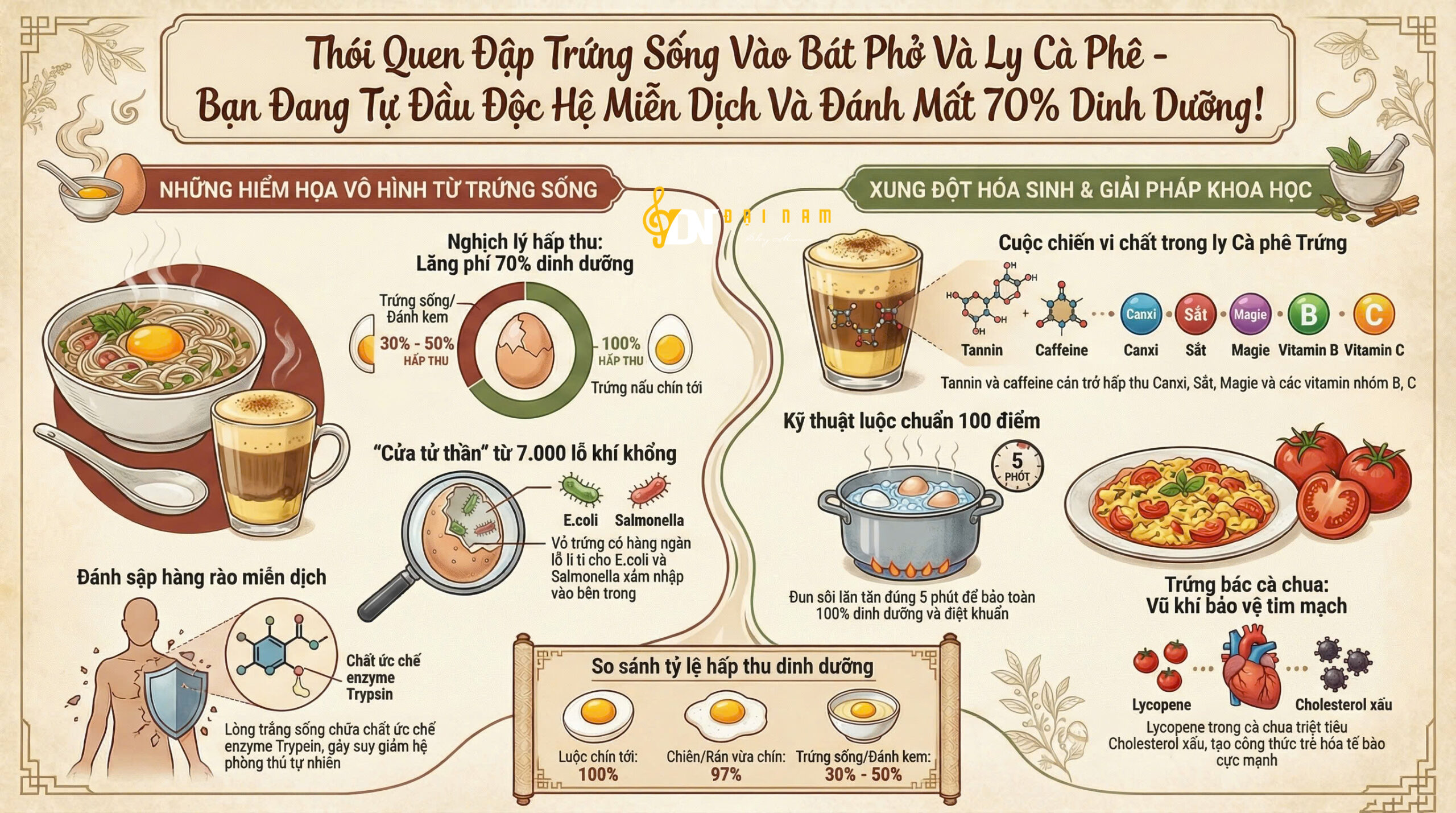 Thói Quen Đập Trứng Sống Vào Bát Phở Và Ly Cà Phê – Bạn Đang Tự Đầu Độc Hệ Miễn Dịch Và Đánh Mất 70% Dinh Dưỡng!