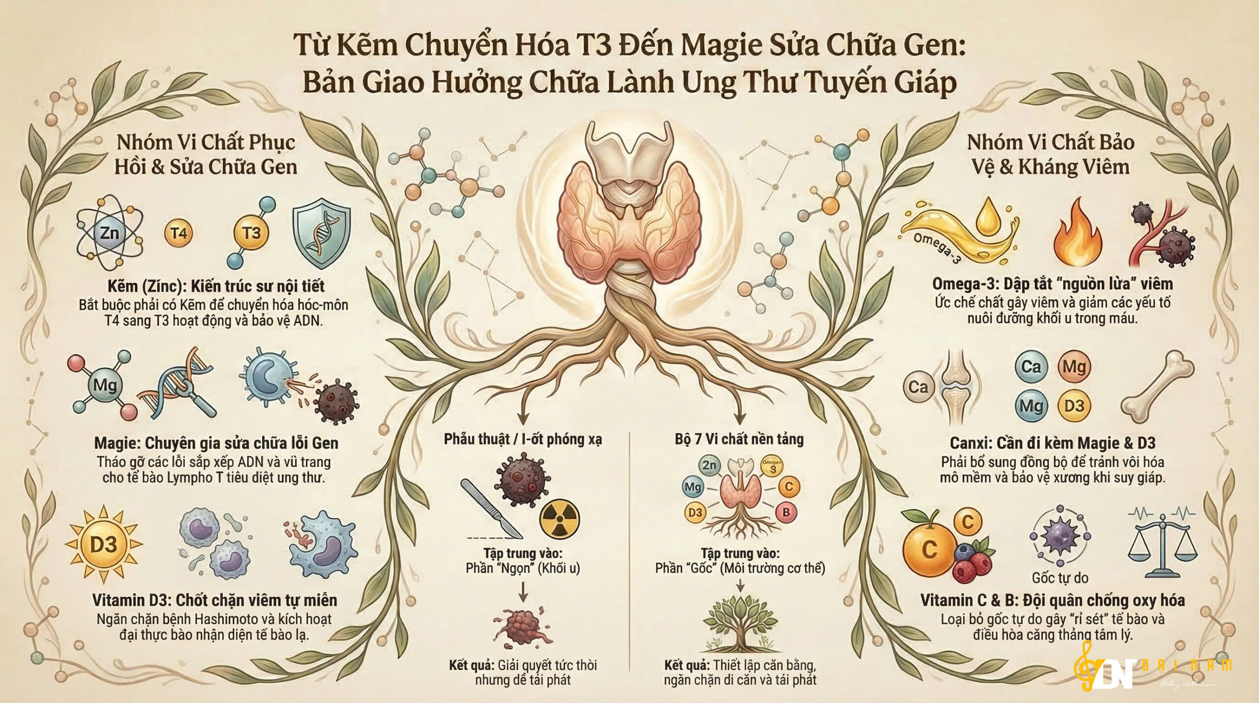 Từ Kẽm Chuyển Hóa T3 Đến Magie Sửa Chữa Gen: Bản Giao Hưởng Chữa Lành Ung Thư Tuyến Giáp.