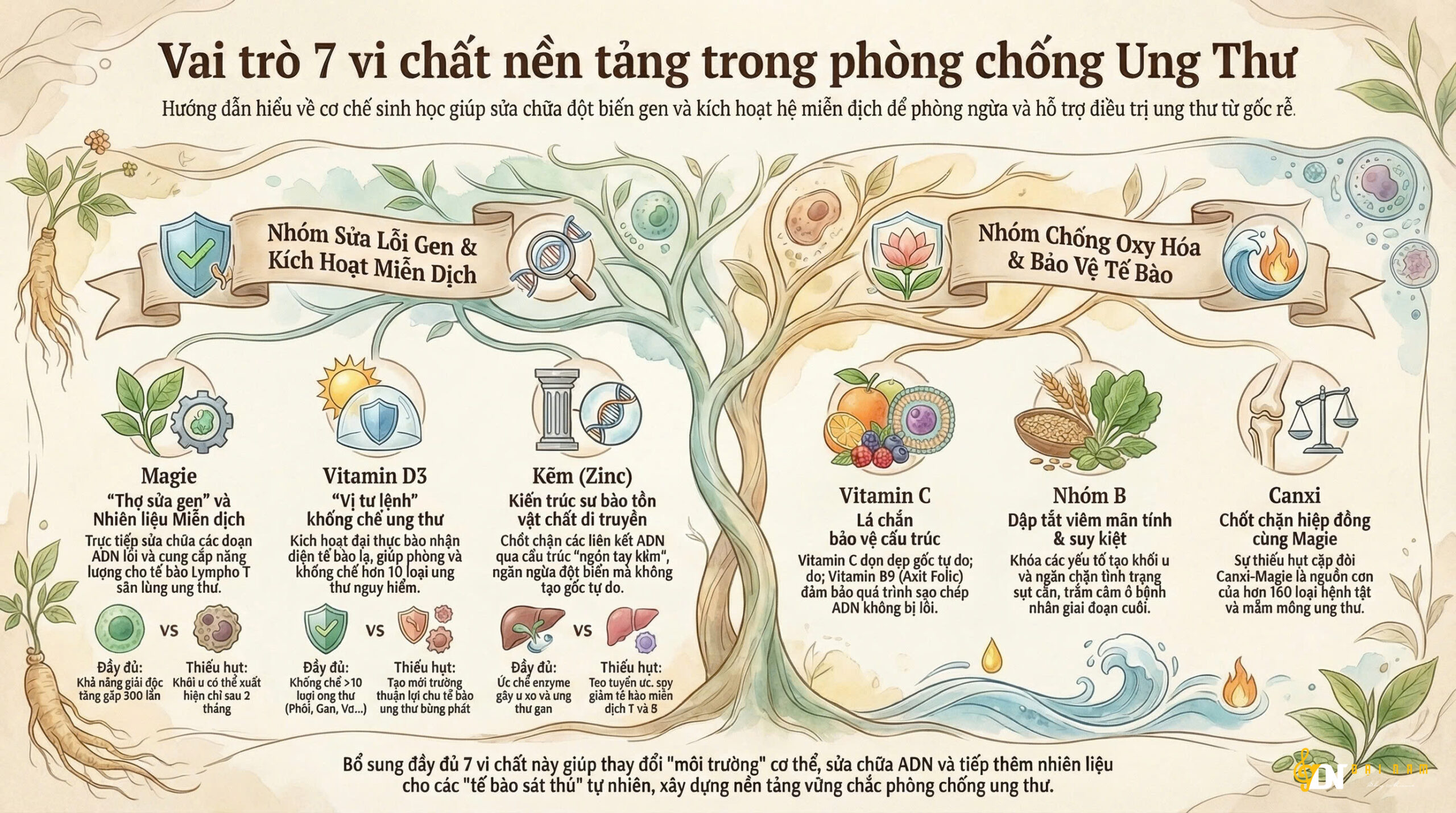 Vai trò 7 vi chất nền tảng trong phòng chống Ung Thư