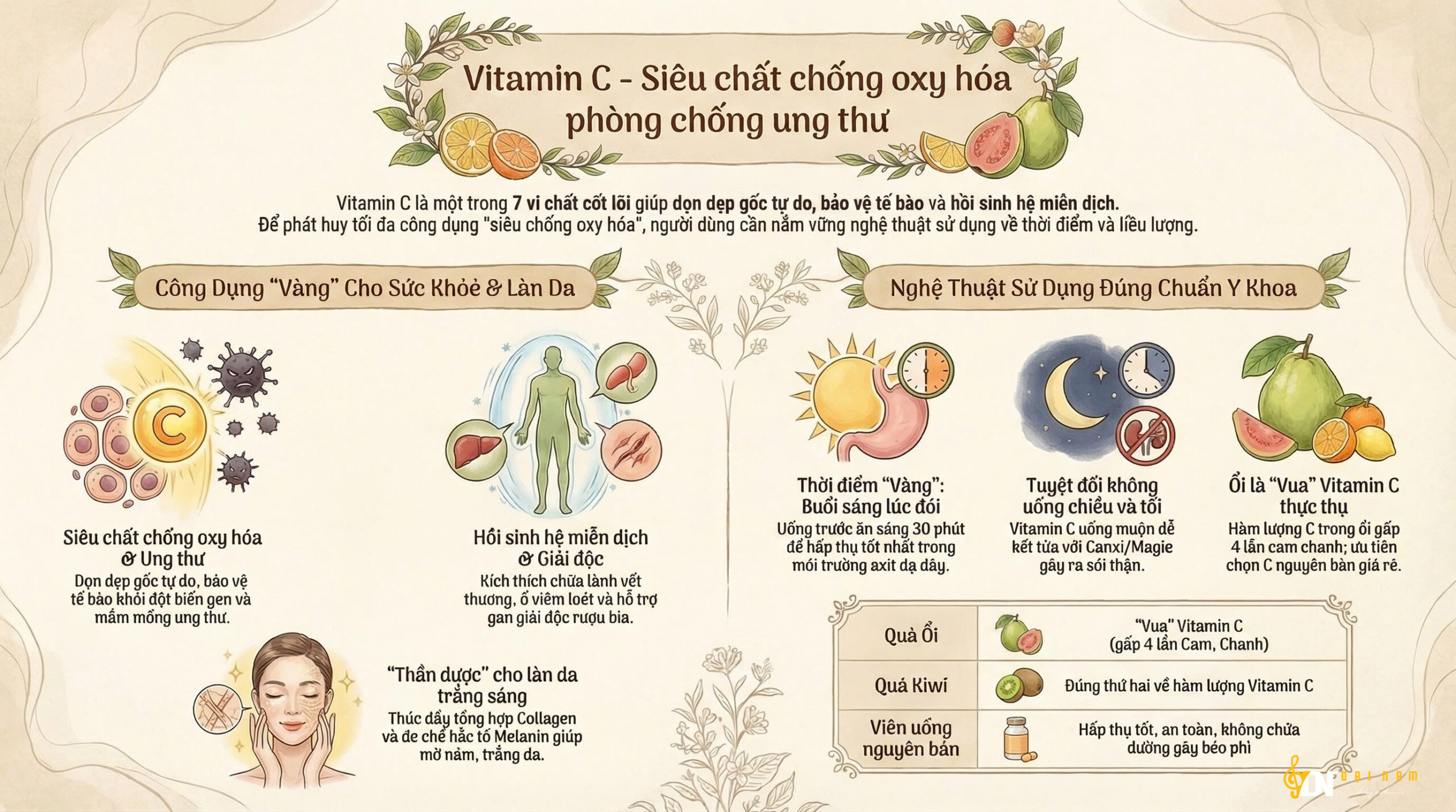 Vitamin C: Siêu chất chống Oxy hóa và Phòng chống ung thư