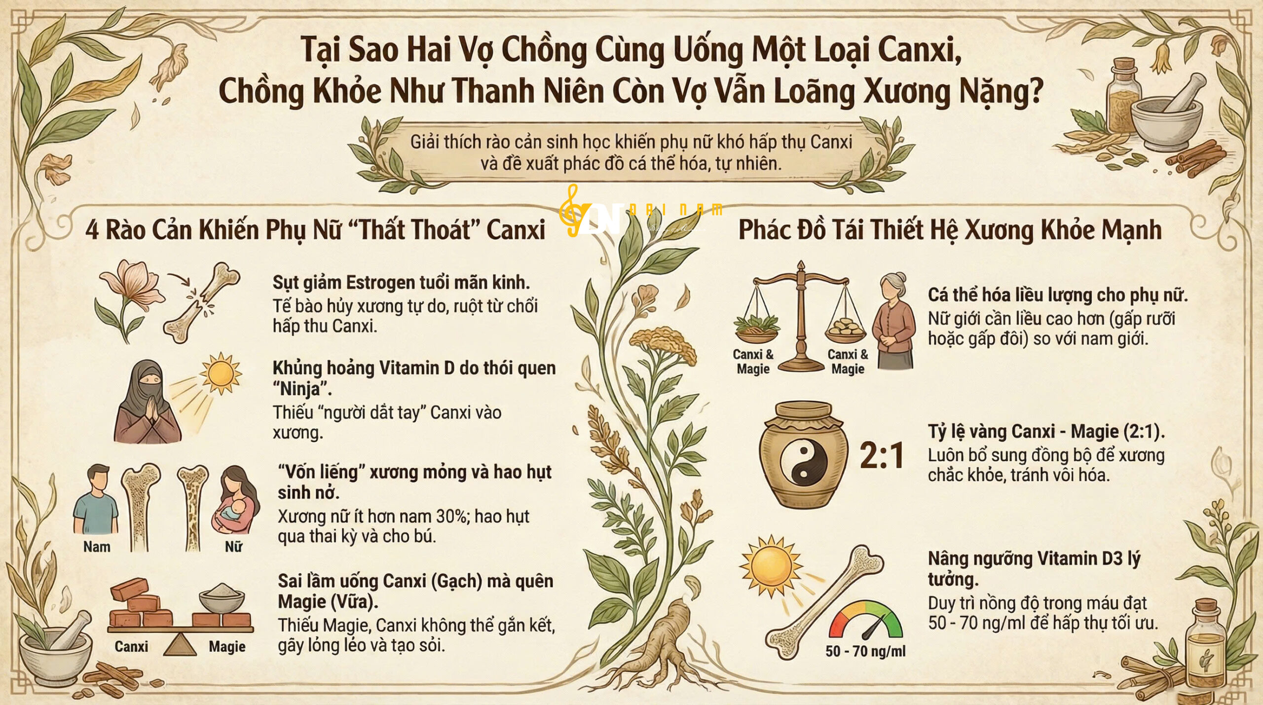 Tại Sao Hai Vợ Chồng Cùng Uống Một Loại Canxi, Chồng Khỏe Như Thanh Niên Còn Vợ Vẫn Loãng Xương Nặng?