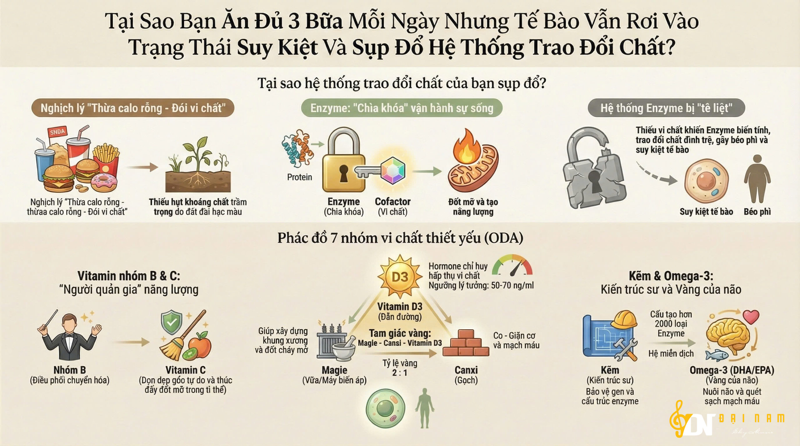 Tại Sao Bạn Ăn Đủ 3 Bữa Mỗi Ngày Nhưng Tế Bào Vẫn Rơi Vào Trạng Thái Suy Kiệt Và Sụp Đổ Hệ Thống Trao Đổi Chất?