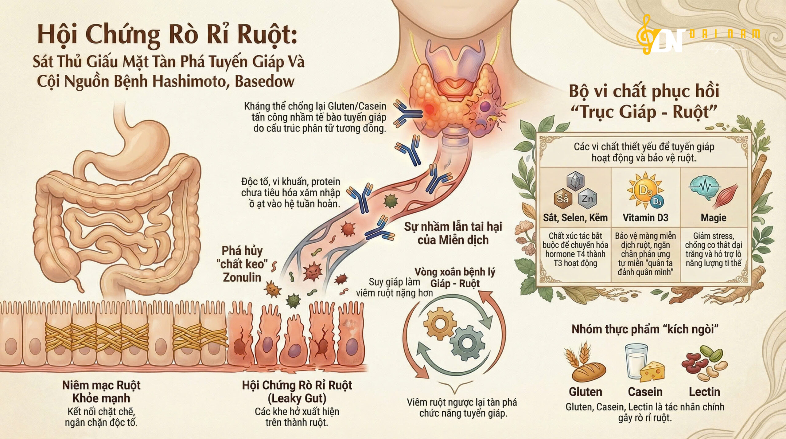 Hội Chứng Rò Rỉ Ruột: Sát Thủ Giấu Mặt Tàn Phá Tuyến Giáp Và Cội Nguồn Bệnh Hashimoto, Basedow