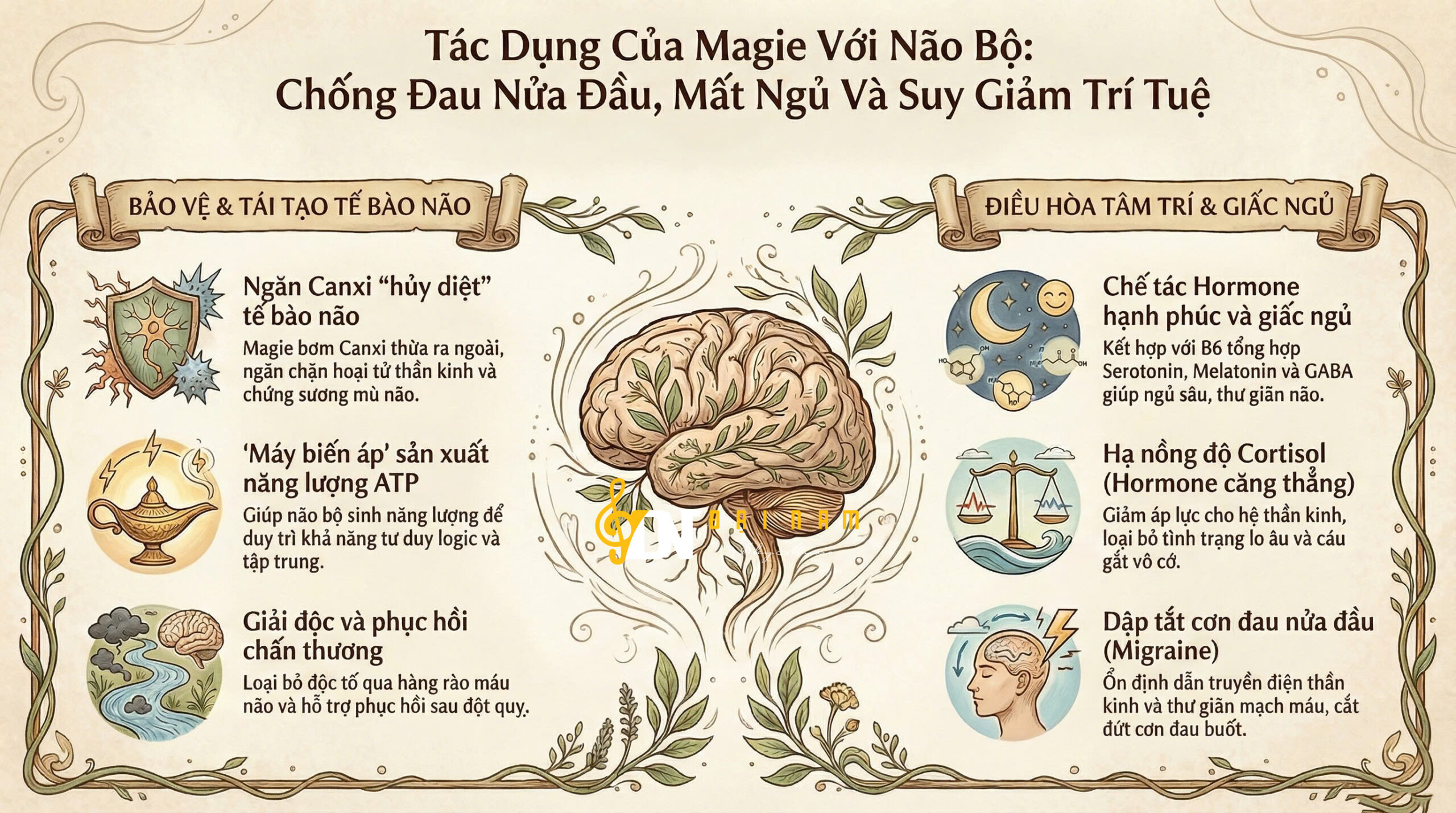 Tác Dụng Của Magie Với Não Bộ: Chống Đau Nửa Đầu, Mất Ngủ Và Suy Giảm Trí Tuệ