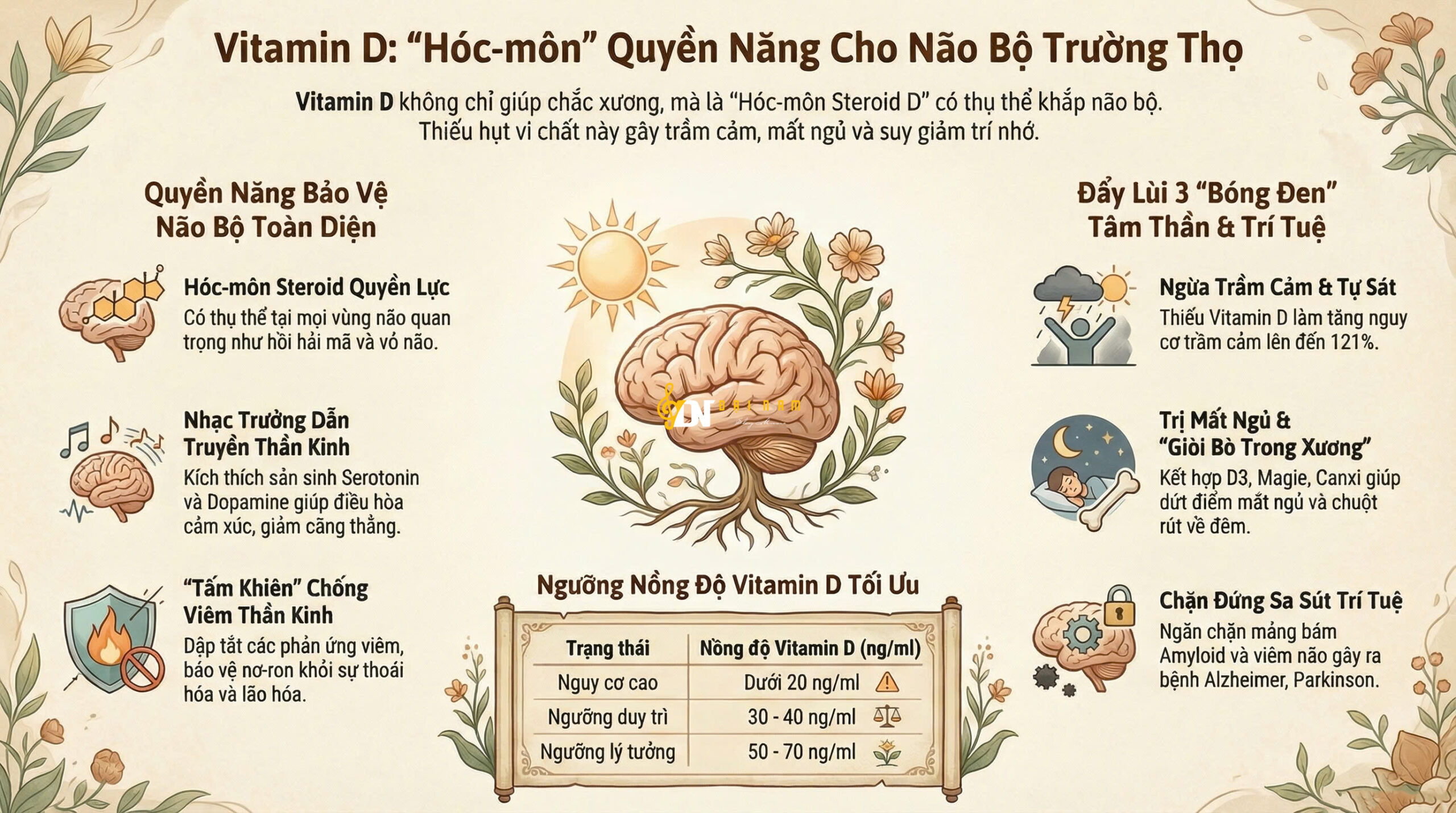 Vai Trò Của Vitamin D Với Não Bộ: Ngăn Ngừa Trầm Cảm, Mất Ngủ Và Suy Giảm Trí Tuệ